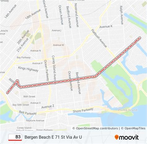 MTA Brooklyn Bus Time B3 - Stop List and Next Bus Times. The MTA Brooklyn B3 - Bensonhurst - Bergen Beach bus serves 46 bus stops in New York City departing from 25 Av / Harway Av and ending at Av U / E 71 St. Scroll down to see upcoming B3 bus times at each stop and the next B3 bus times schedule will be displayed. 